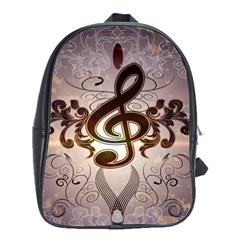 Music, Wonderful Clef With Floral Elements School Bags(large)  by FantasyWorld7