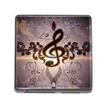 Music, Wonderful Clef With Floral Elements Memory Card Reader (Square) Front