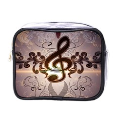 Music, Wonderful Clef With Floral Elements Mini Toiletries Bags by FantasyWorld7