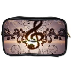 Music, Wonderful Clef With Floral Elements Toiletries Bags by FantasyWorld7