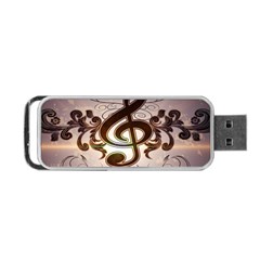 Music, Wonderful Clef With Floral Elements Portable Usb Flash (two Sides) by FantasyWorld7