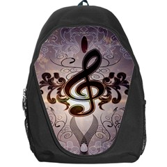 Music, Wonderful Clef With Floral Elements Backpack Bag by FantasyWorld7