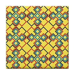 Shapes On A Yellow Background Tile Coaster by LalyLauraFLM