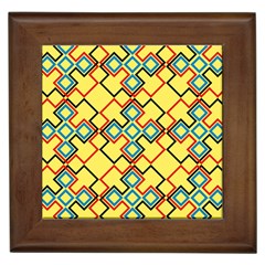 Shapes On A Yellow Background Framed Tile by LalyLauraFLM