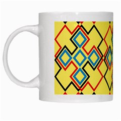 Shapes On A Yellow Background White Mug by LalyLauraFLM