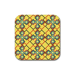 Shapes On A Yellow Background Rubber Coaster (square) by LalyLauraFLM