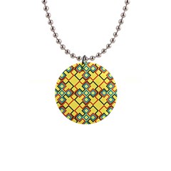 Shapes On A Yellow Background 1  Button Necklace by LalyLauraFLM