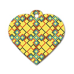 Shapes On A Yellow Background Dog Tag Heart (one Side) by LalyLauraFLM