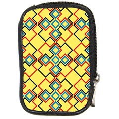 Shapes On A Yellow Background Compact Camera Leather Case by LalyLauraFLM