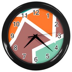 Misc Shapes In Retro Colors Wall Clock (black) by LalyLauraFLM