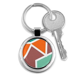 Misc Shapes In Retro Colors Key Chain (round) by LalyLauraFLM