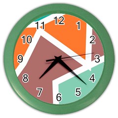 Misc Shapes In Retro Colors Color Wall Clock by LalyLauraFLM