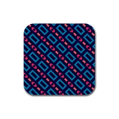 Rectangles And Other Shapes Pattern Rubber Square Coaster (4 Pack) by LalyLauraFLM