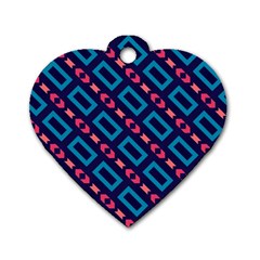 Rectangles And Other Shapes Pattern Dog Tag Heart (one Side) by LalyLauraFLM