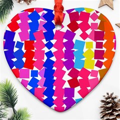 Colorful Squares Ornament (heart) by LalyLauraFLM