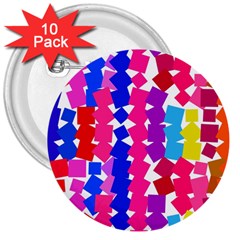 Colorful Squares 3  Button (10 Pack) by LalyLauraFLM