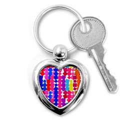 Colorful Squares Key Chain (heart) by LalyLauraFLM