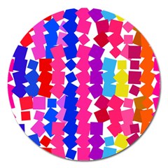 Colorful Squares Magnet 5  (round) by LalyLauraFLM