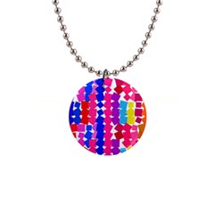 Colorful Squares 1  Button Necklace by LalyLauraFLM