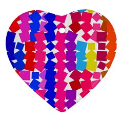 Colorful Squares Heart Ornament (two Sides) by LalyLauraFLM