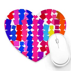 Colorful Squares Heart Mousepad by LalyLauraFLM