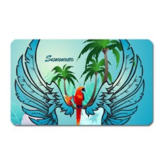 Summer Design With Cute Parrot And Palms Magnet (rectangular)