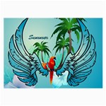 Summer Design With Cute Parrot And Palms Large Glasses Cloth Front