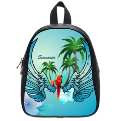 Summer Design With Cute Parrot And Palms School Bags (small) 