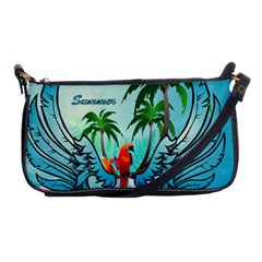 Summer Design With Cute Parrot And Palms Shoulder Clutch Bags