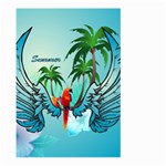 Summer Design With Cute Parrot And Palms Large Garden Flag (Two Sides) Back