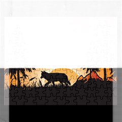 The Lonely Wolf In The Sunset Rectangular Jigsaw Puzzl