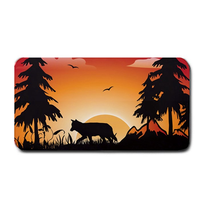 The Lonely Wolf In The Sunset Medium Bar Mats