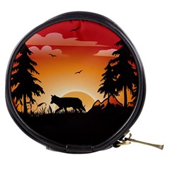 The Lonely Wolf In The Sunset Mini Makeup Bags