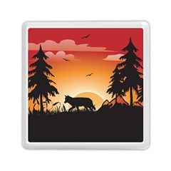 The Lonely Wolf In The Sunset Memory Card Reader (square) 