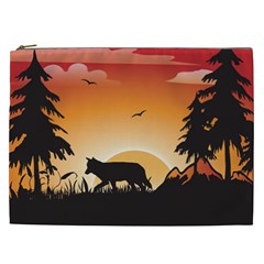 The Lonely Wolf In The Sunset Cosmetic Bag (xxl) 