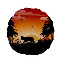 The Lonely Wolf In The Sunset Standard 15  Premium Round Cushions