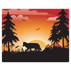 The Lonely Wolf In The Sunset Double Sided Flano Blanket (medium) 