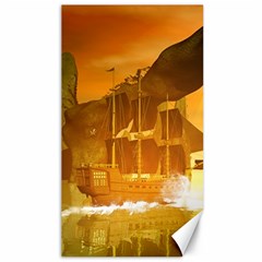 Awesome Sunset Over The Ocean With Ship Canvas 40  X 72   by FantasyWorld7