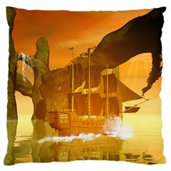 Awesome Sunset Over The Ocean With Ship Standard Flano Cushion Cases (two Sides)  by FantasyWorld7