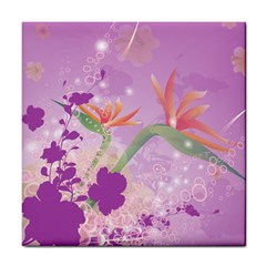 Wonderful Flowers On Soft Purple Background Tile Coasters