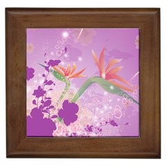 Wonderful Flowers On Soft Purple Background Framed Tiles