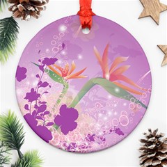 Wonderful Flowers On Soft Purple Background Ornament (Round) 