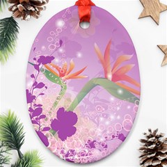 Wonderful Flowers On Soft Purple Background Ornament (Oval) 