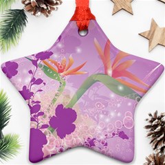 Wonderful Flowers On Soft Purple Background Ornament (Star) 