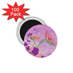 Wonderful Flowers On Soft Purple Background 1.75  Magnets (100 pack) 