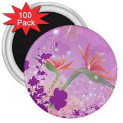 Wonderful Flowers On Soft Purple Background 3  Magnets (100 pack)