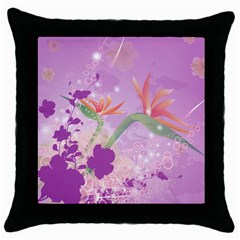 Wonderful Flowers On Soft Purple Background Throw Pillow Cases (Black)