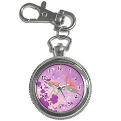 Wonderful Flowers On Soft Purple Background Key Chain Watches