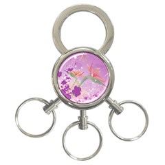 Wonderful Flowers On Soft Purple Background 3-Ring Key Chains