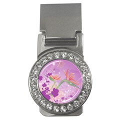 Wonderful Flowers On Soft Purple Background Money Clips (CZ) 